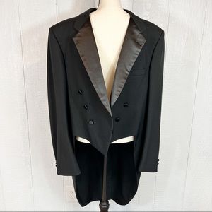 Mens Designer Christian Dior Monsieur Black Tuxedo Jacket With Tails 48L